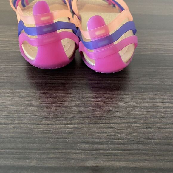 CROCS Huarache ladies Orange & Pink Jelly Open Toe Sandals Women 8 Resort Beach - Picture 4 of 12